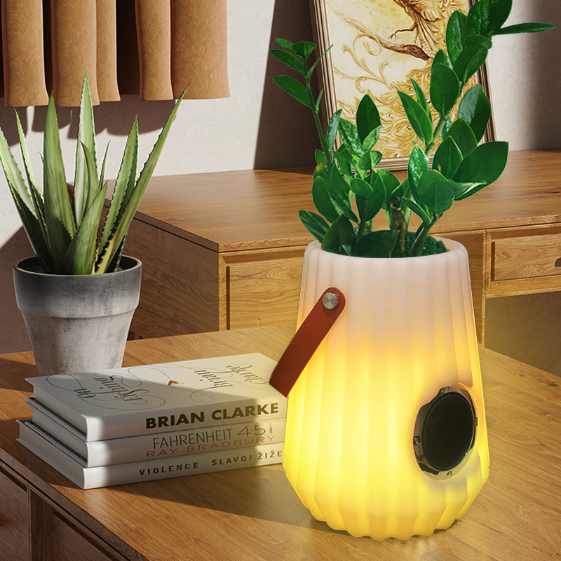 LED осветена саксия с цветя на закрито/outdoor Creative Smart Table Lamp за хол, спалня, градинска декорация, димируема ледена кофа LED светлини с Bluetooth високоговорител
