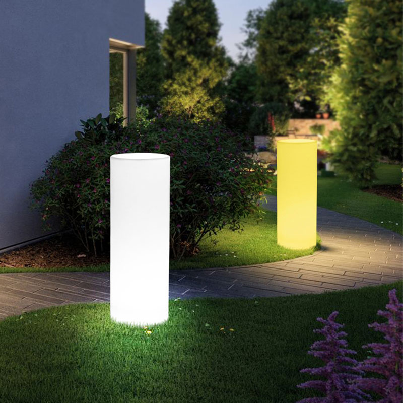LED външно градинско изкуство декор светлини RGB цвят смяна на цилиндрична подова лампа батерия водоустойчиво с дистанционно за градински декор, търговска, сватба, празник