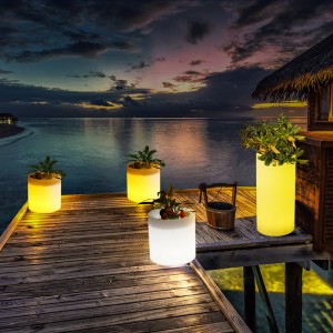 Външна градина LED осветени саксии за цветя, RGB цвят Промяна на пластмасови светодиоди осветени саксии за цветя за сватба, парти за събитие, хотел, церемония по откриване на търговски център (водоустойчив IP68)